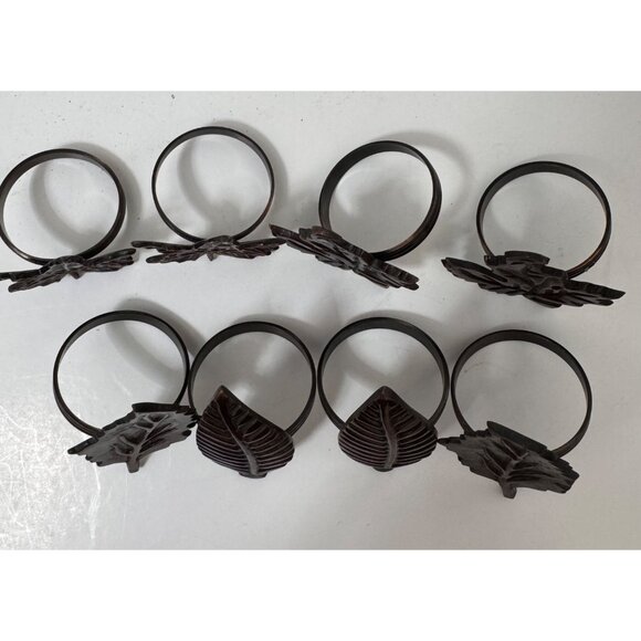 Rustic Leaf Design Napkin Rings Set Of 8 Holiday Fall Home Decor Dining  Brown - Picture 12 of 15